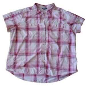 Eddie Bauer Womens Outdoor Shirt XXL Button Front Pink Plaid Fishing Hiking